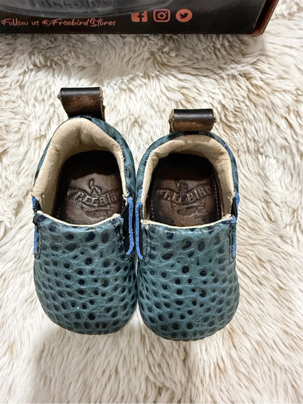RARE FREEBIRD Baby Kicks Turquoise Croco Leather Shoes 0-3M NIB